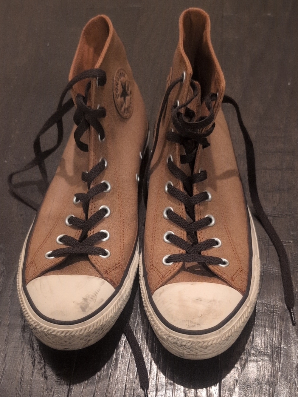 Converse High Top Sneakers in Brown with Black Laces